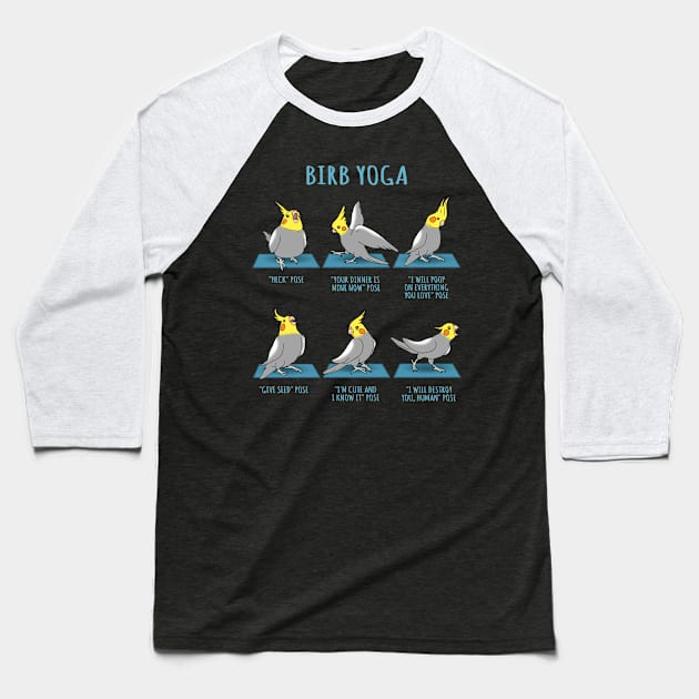 Cockatiel Yoga Poses Baseball T-Shirt by FandomizedRose